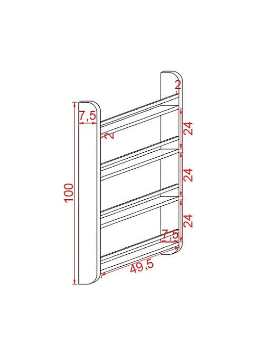 Wandhalterung Holz Beiges Regal 100x49x100cm