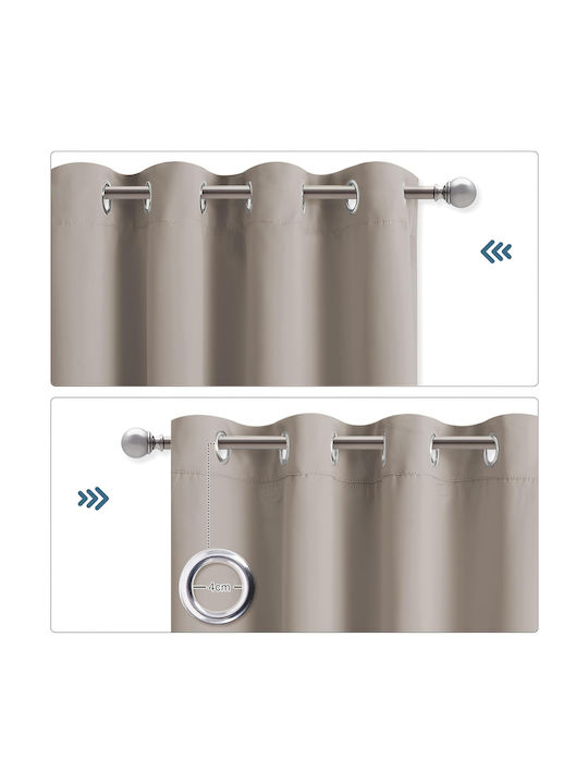 Set Blackout Curtains With Grommets Sand Colour 132x240cm