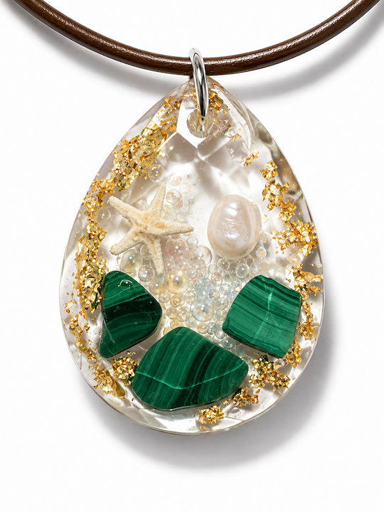 Elle Colier Cu Design Lacrimă Din Rășină Verde