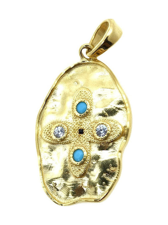 Kontopoulos Pendant Kids Charm Double Sided Constantine Coin Gold 9K P6553
