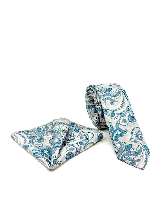 Legend Accessories Set of Men's Printed Ties in Turquoise Colour