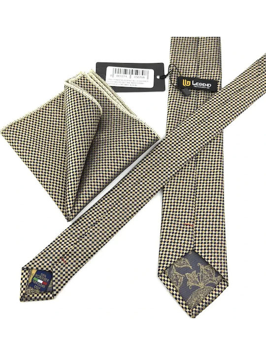 Legend Accessories Σετ Ανδρικής Γραβάτας με Σχέδια σε Μπεζ Χρώμα