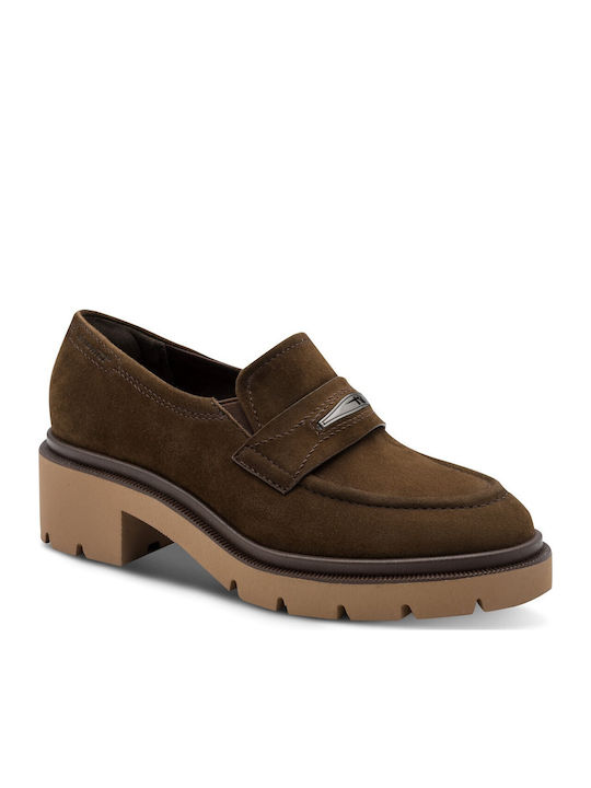 Damen Mokassins aus Leder in Tabac Braun Farbe