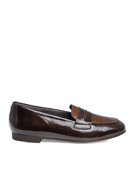 Leder Damen Mokassins in Braun Farbe