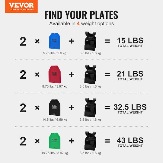 Vevor Vestă Cu Greutate 2.6kg