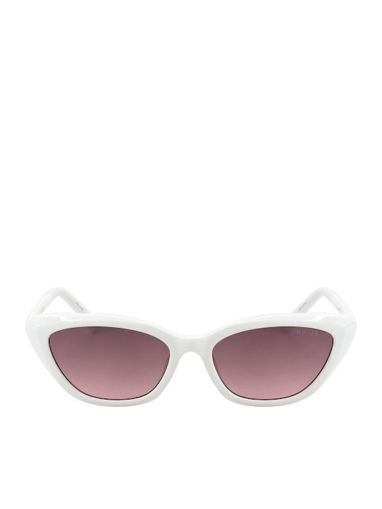 Guess Women's Sunglasses with White Plastic Frame and Pink Gradient Lens