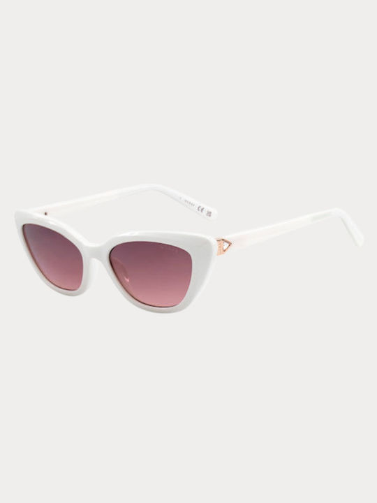 Guess Women's Sunglasses with White Plastic Frame and Pink Gradient Lens