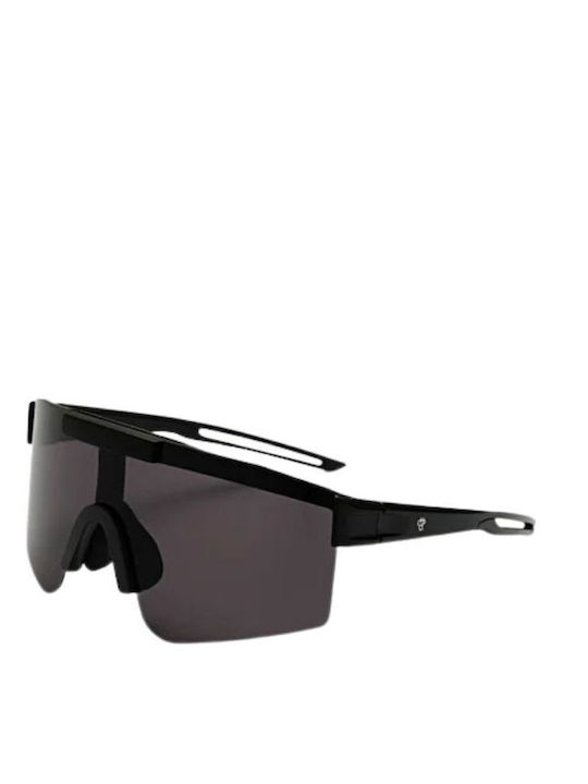 Chpo Luca Men's Sunglasses with Black Plastic Frame and Black Polarized Mirror Lens 16133NN