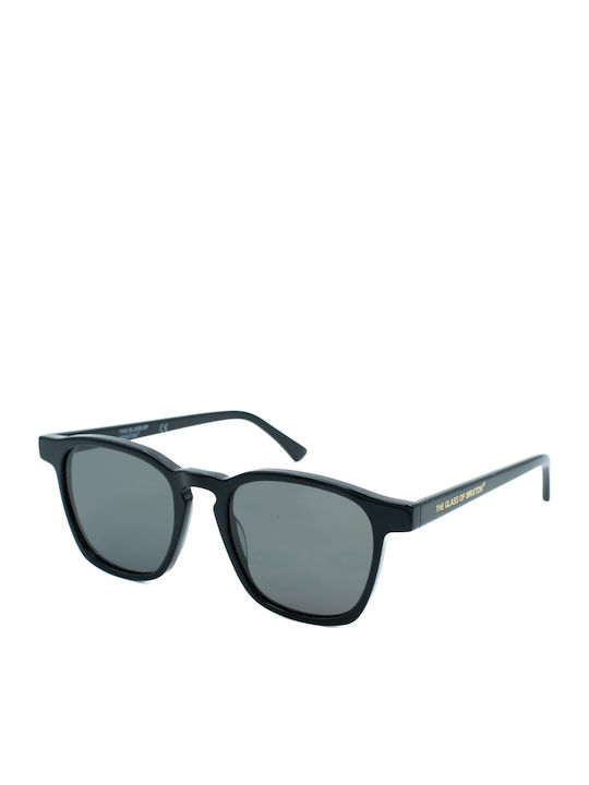 The Glass of Brixton Men's Sunglasses with Black Acetate Frame and Gray Lenses