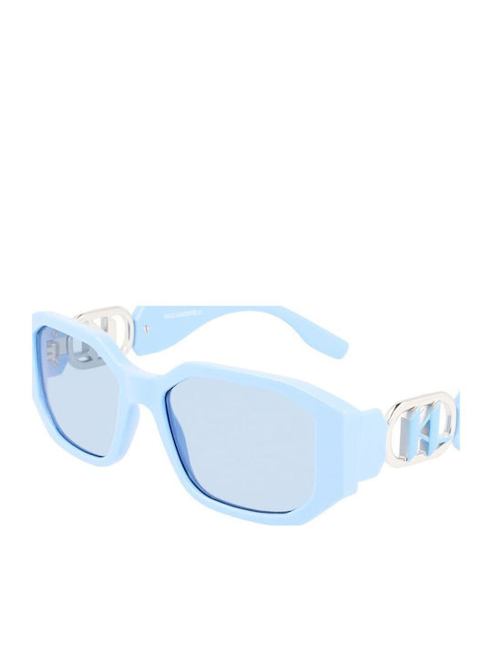 Karl Lagerfeld Damen Sonnenbrille mit Blau Kunststoff Gestell und Hellblau Linse