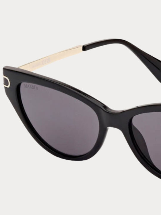 Max & Co Women's Sunglasses with Black Plastic Frame and Black Lens