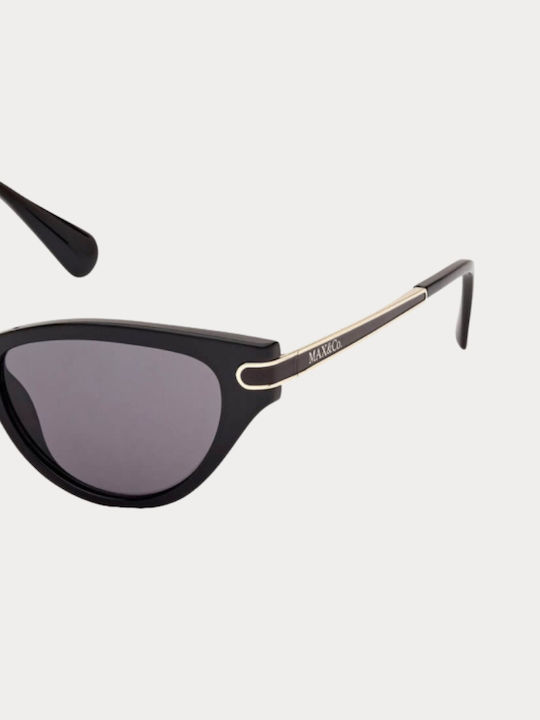 Max & Co Women's Sunglasses with Black Plastic Frame and Black Lens