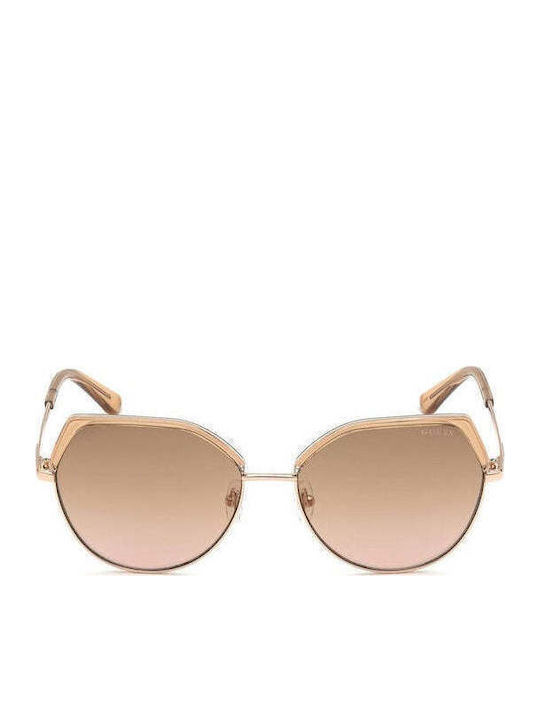Guess Feminini Ochelari de soare cu Rose Gold Cadru și Maro Degradati Oglindă Lentilă GU7736 57G
