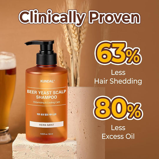 Kundal Beer Yeast Hair Loss Relief Stimulating Refreshing Sampon Miros de Ierburi și Mentă 500 Ml