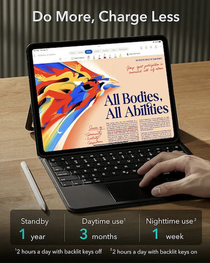 ESR Ascend Flip Cover με Πληκτρολόγιο Λευκή (Ipad Pro 11 2024/2025)