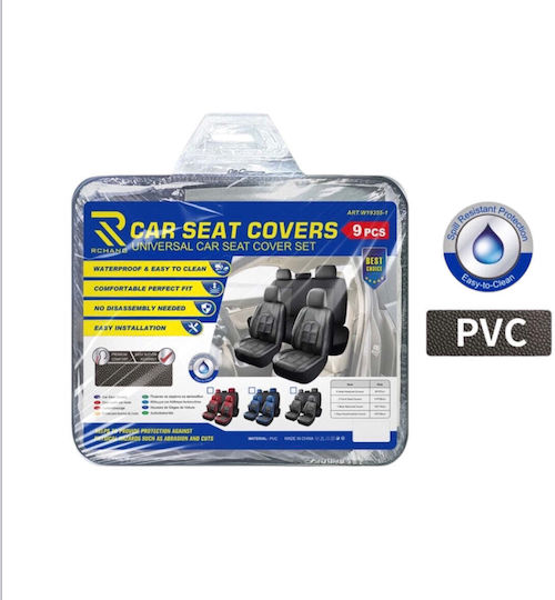Rchang Car Seat Covers Set Pvc 9 Pieces 5101-50 Black
