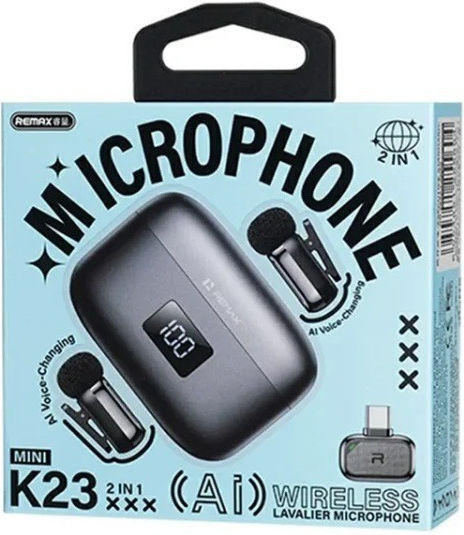 Remax K23 Set microfon wireless pentru mobil în culoare gri