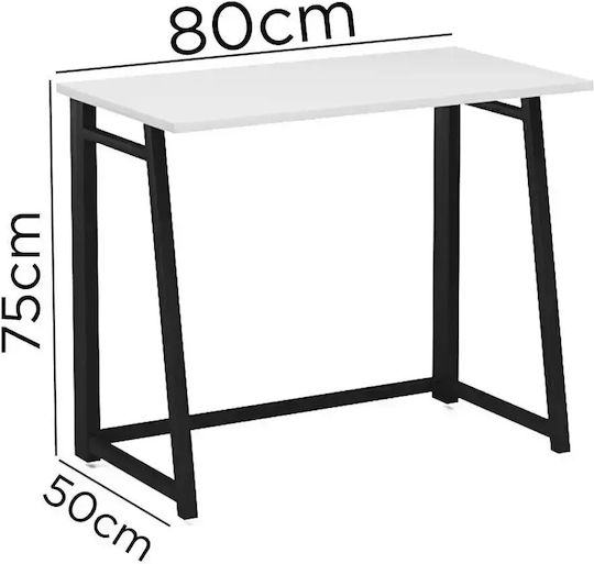 Birou din Lemn Negru cu Picioare Metalice 80x50x75cm