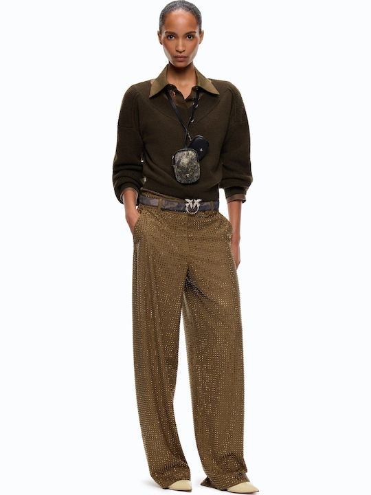 Pinko Pantaloni Dama Din Țesătură Olive