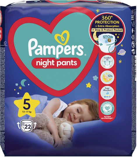 Pampers Πάνες Βρακάκι Night Pants No. 5 για 12-17kg 22τμχ