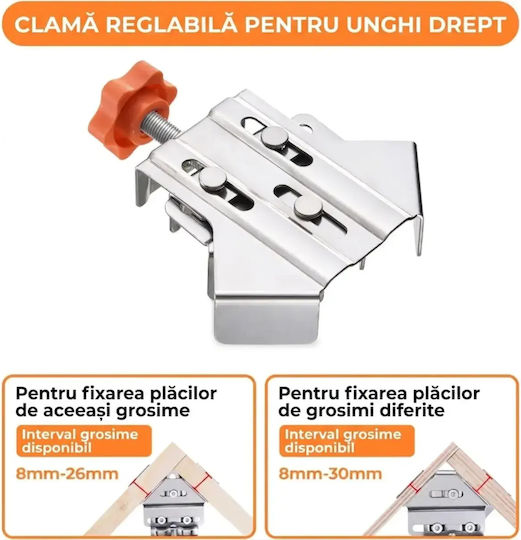 Abyz Morsă Reglabilă Pentru Colț De 90 De Grade Cu Maxilar Pivotant Din Oțel Inoxidabil Pentru Tâmplărie Sudură