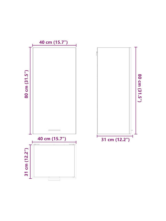 Wall Kitchen Cabinet with Grey Countertop 40x31cm