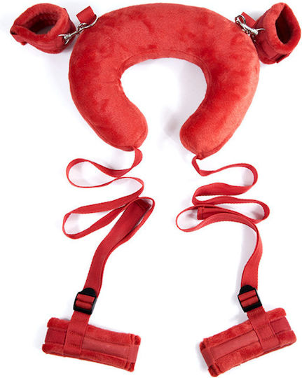 Clifcu Erotic Bondage Accessory Adjustable Leg Straps Neck Pillow Red