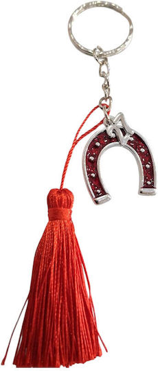 Handmade Lucky Charm Keychain 2027 Tassel Keychain Silver Red Horseshoe 2027-gf3038