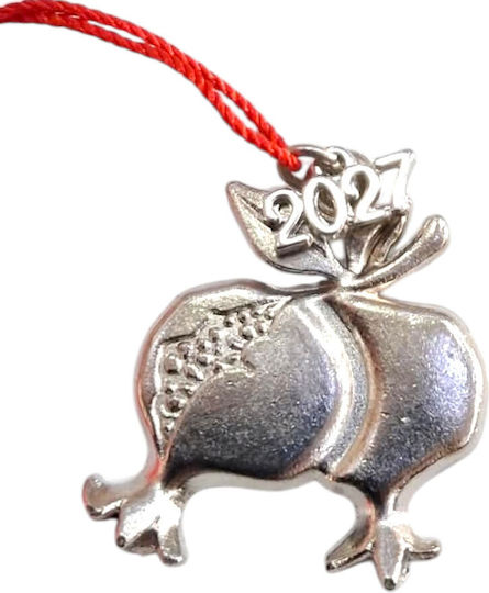 Handgefertigter Neujahrs Glücksbringer 2027 Funda Silber Doppel Granatapfel 3x4cm 2027-gf3018 Handgefertigter Neujahrs Glücksbringer 2027 Funda Silber Doppel Granatapfel 3x4cm 2027-gf3018