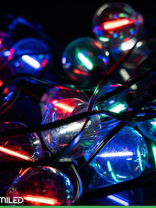 Ηλιακή Γιρλάντα Κήπου 20x Led Διακοσμητικές Λάμπες G50 10,6m 3000k Rgb + Τηλεχειριστήριο Eremi Lumiled