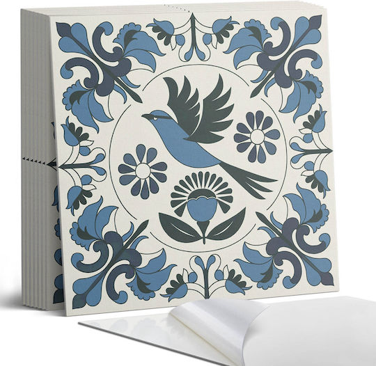 Pack Vinyl Tiles Easy Installation Bird Flower Pattern 9x30x30 Cm