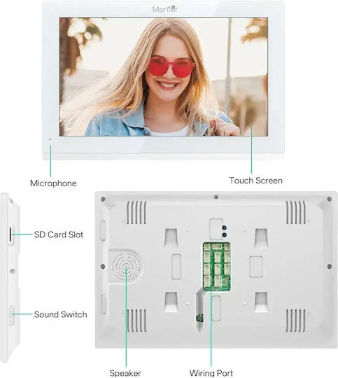 Smart Video Interfon 2 Familii Mentor Svk4105w 4 Fire WiFi Card Pin Tuya 10 Inch Ips Dvr Fhd 2mp Ik08 Alb