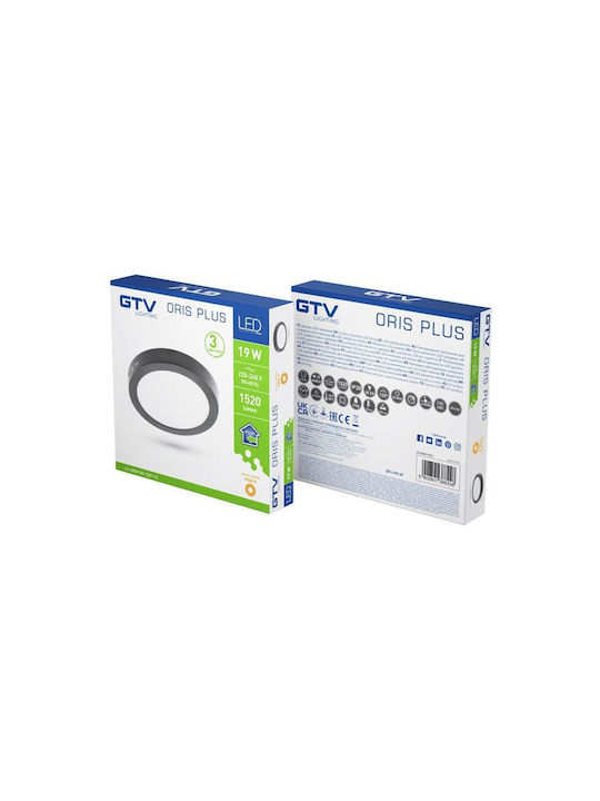 Oris Plus Led Deckenstrahler 19w Schwarz 4000k 1520lm Ac220-240v Eingebaute LED Ip20 120