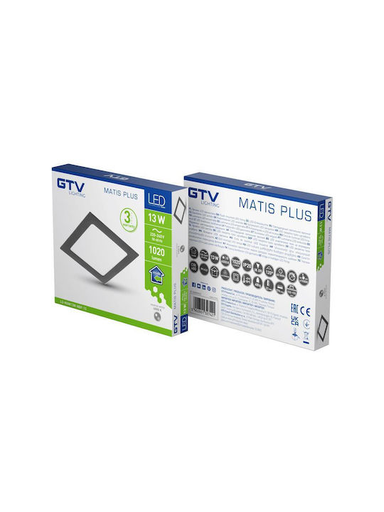 Eingebauter Deckenstrahler Led Matis Plus 13w Ip20 3000k Schwarze