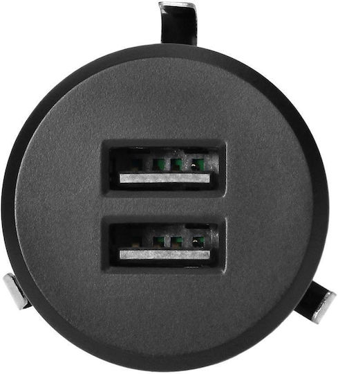 Φορτιστής 2xusb Τύπου Α 3,4a Ενσωμάτωση Στην Επιφάνεια Εργασίας Μαύρος