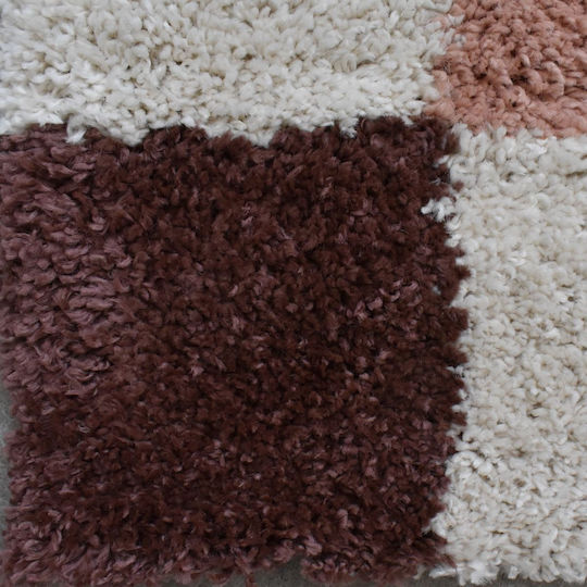 Saray Home Mosaic Living Room Rug Rectangular Shaggy Cream 120x160cm