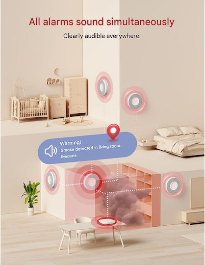 Pachet 12 Detectoare De Fum Inteligente X-Sense Xs0b-Mr121 Mesaje Vocale Stație De Bază Wi-Fi Sbs50 Senzor Fotoelectric 33 Mm Interconectabile Alerte Telefon Alb