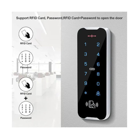 Mentor Acs029 Tastatură de Control Acces Iluminată Touch Ip68 50mm 3000 Utilizatori 2în1 Pin + Card Rfid 125khz Montată Pe Suprafață Din Zinc