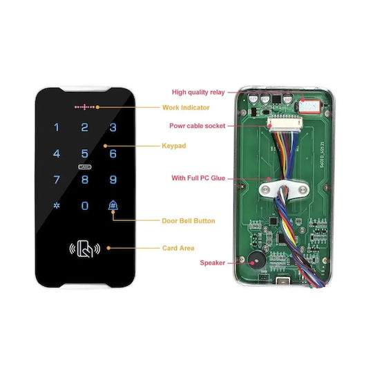 Mentor Tastatură de control acces iluminată cu touch Acs028 Ip68 71mm 3000 utilizatori 2 în 1 Pin + Card Rfid 125khz Montată pe suprafață din zinc