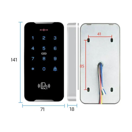 Mentor Tastatură de control acces iluminată cu touch Acs028 Ip68 71mm 3000 utilizatori 2 în 1 Pin + Card Rfid 125khz Montată pe suprafață din zinc