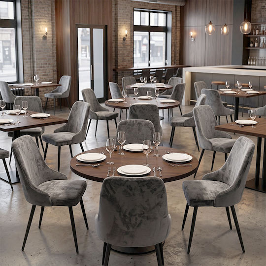 Roberta Dining Chair with Fabric Upholstery Grey 46x62x91cm
