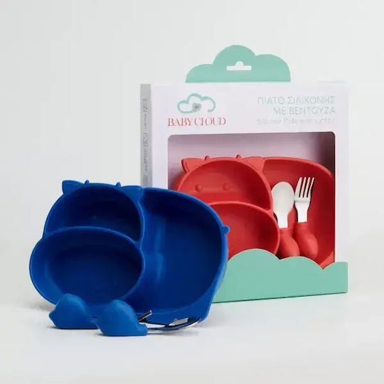 Baby Cloud Baby Food Container Set Hippo made of Silicone Red