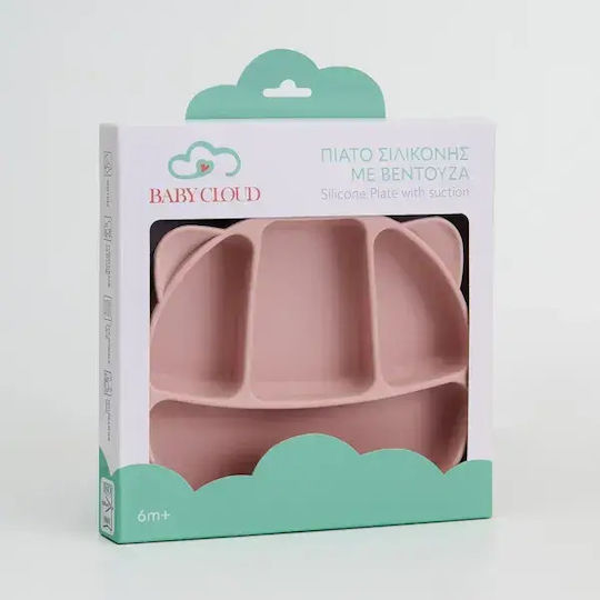 Baby Cloud Baby Food Plate Bear made of Silicone Pink