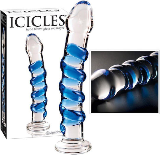 Pipedream Icicles Nr 5 Glas Dildo Klar / Blau 18,4cm