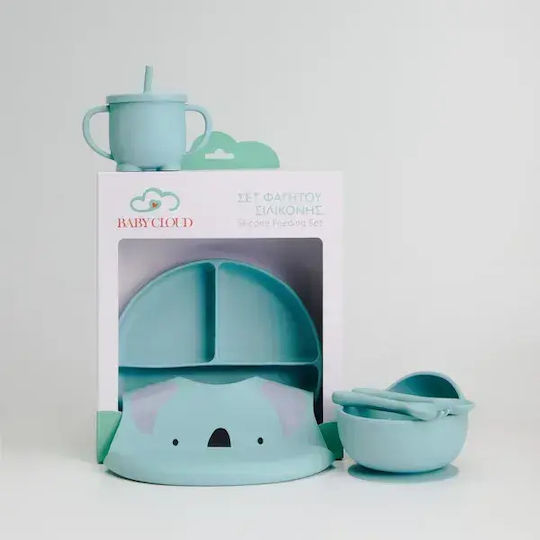 Baby Cloud Σετ Φαγητού Κοάλα από Σιλικόνη με Αντιολισθητική Βάση Γαλάζιο 6τμχ