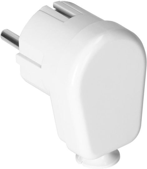Ъглово Щепсел Uni-schuko 16A 230V Бял