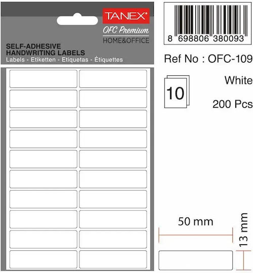 Selbstklebende Etiketten 13 X 50 Mm 200 Stück Set Tanex Weiße