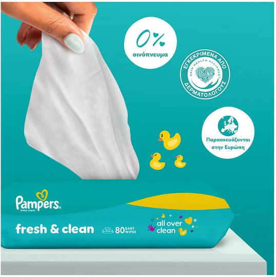 Pampers & Clean Servetele umede bebelusi fără alcool și fără parabeni 2x80 buc