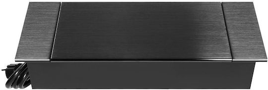 Eingebaute Steckdosenleiste auf der Arbeitsfläche Abdeckung 2x Steckdosen Schwarz 230V 2x USB-A+C 3,6A Schwarz 1,5 m