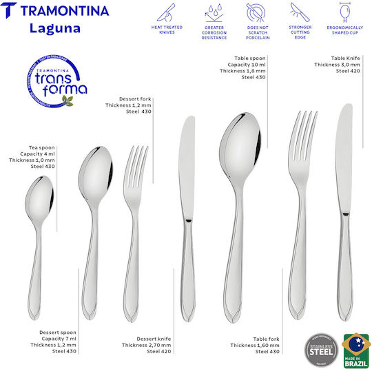 Tramontina Tramontina Besteckset Edelstahl Silber 76 Stück